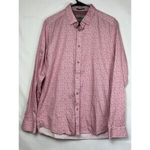 Ted Baker Women's Size 4 Pink Button Up Long Sleeve Collared Blouse